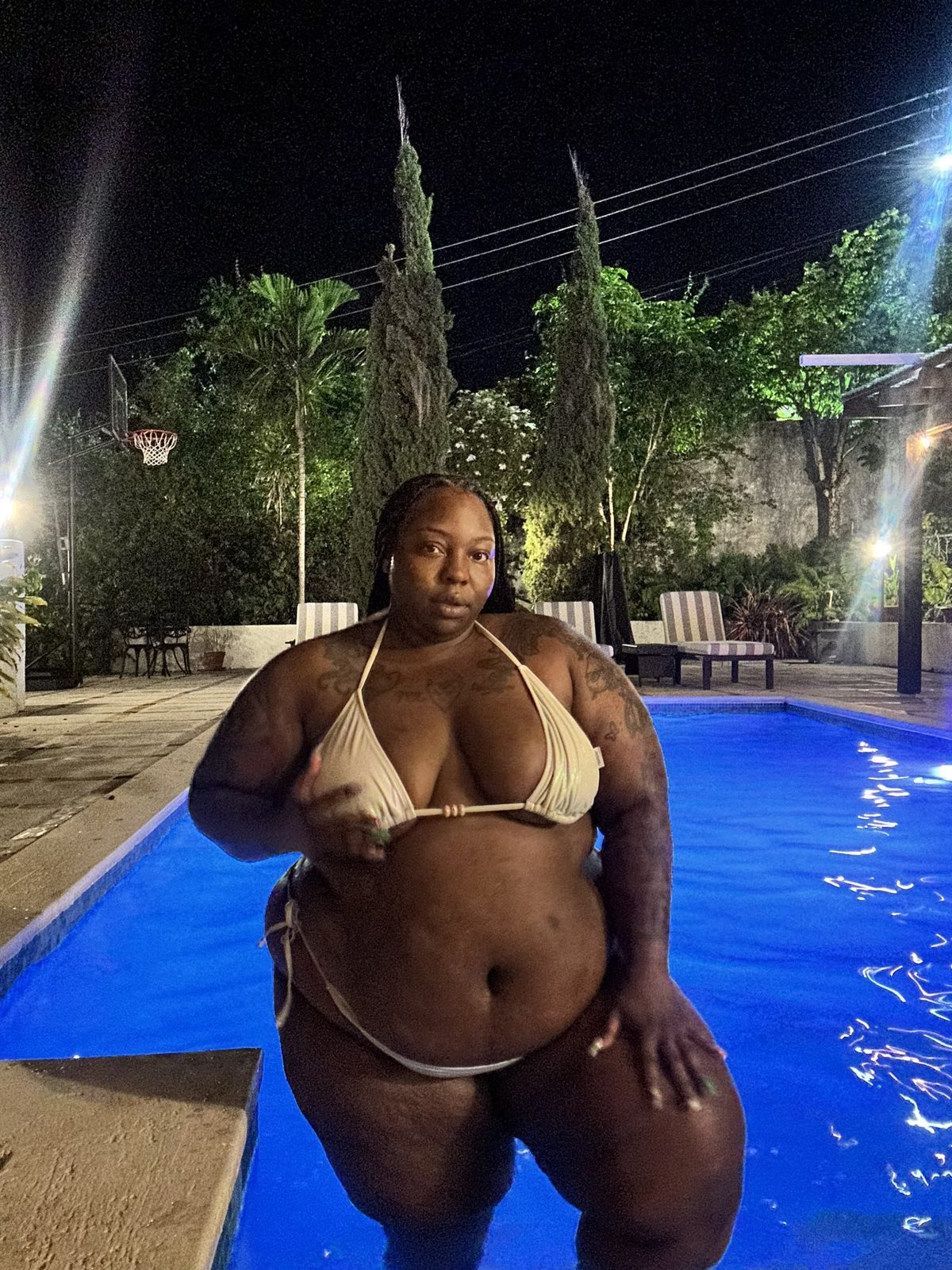 Poolside at night